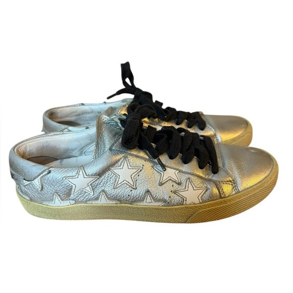 Saint Laurent Court Classic Silver Star Sneakers - Picture 1 of 10